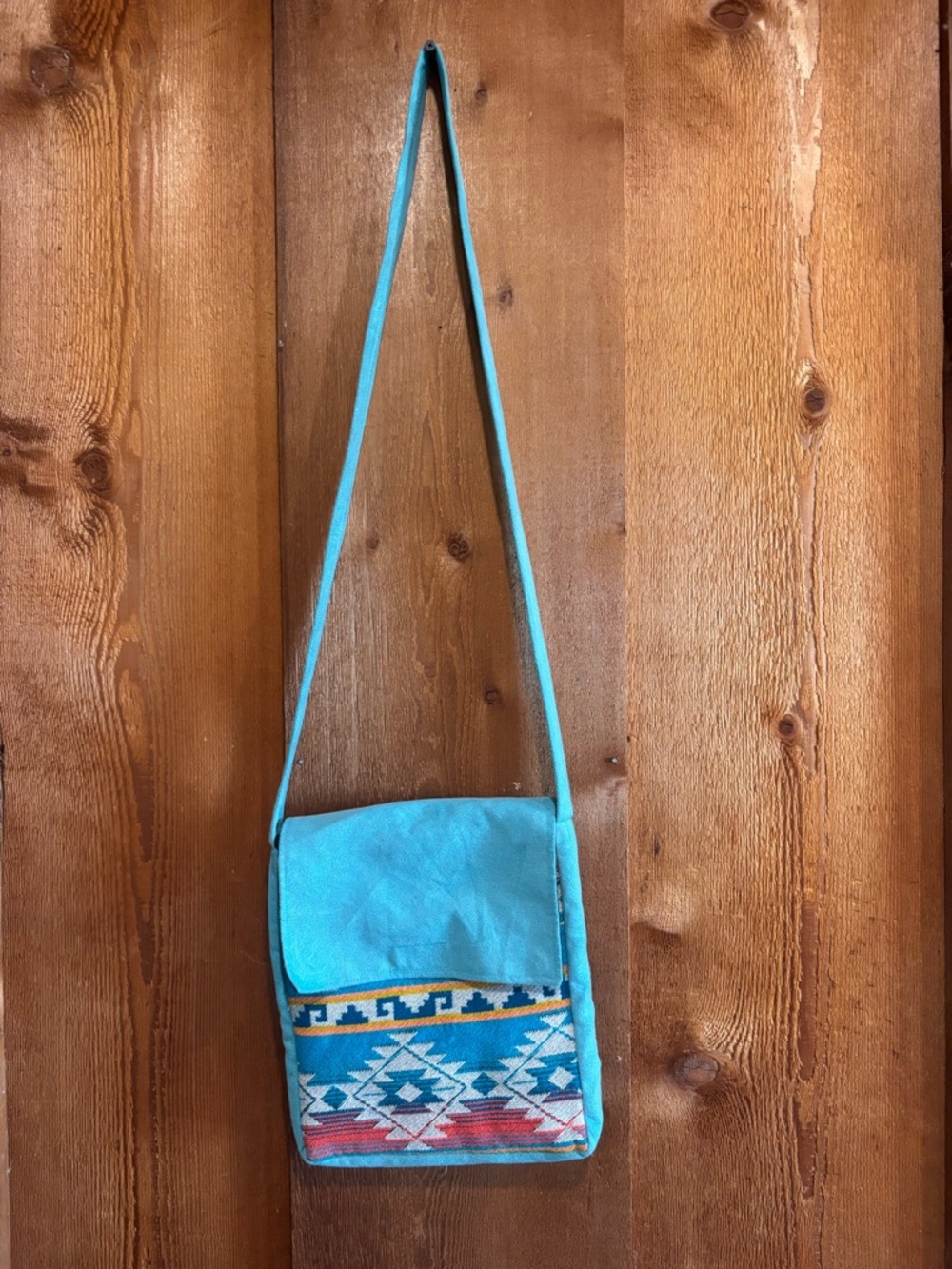 Southwestern Turquoise Woven Tapestry Crossbody Bag Messenger Purse